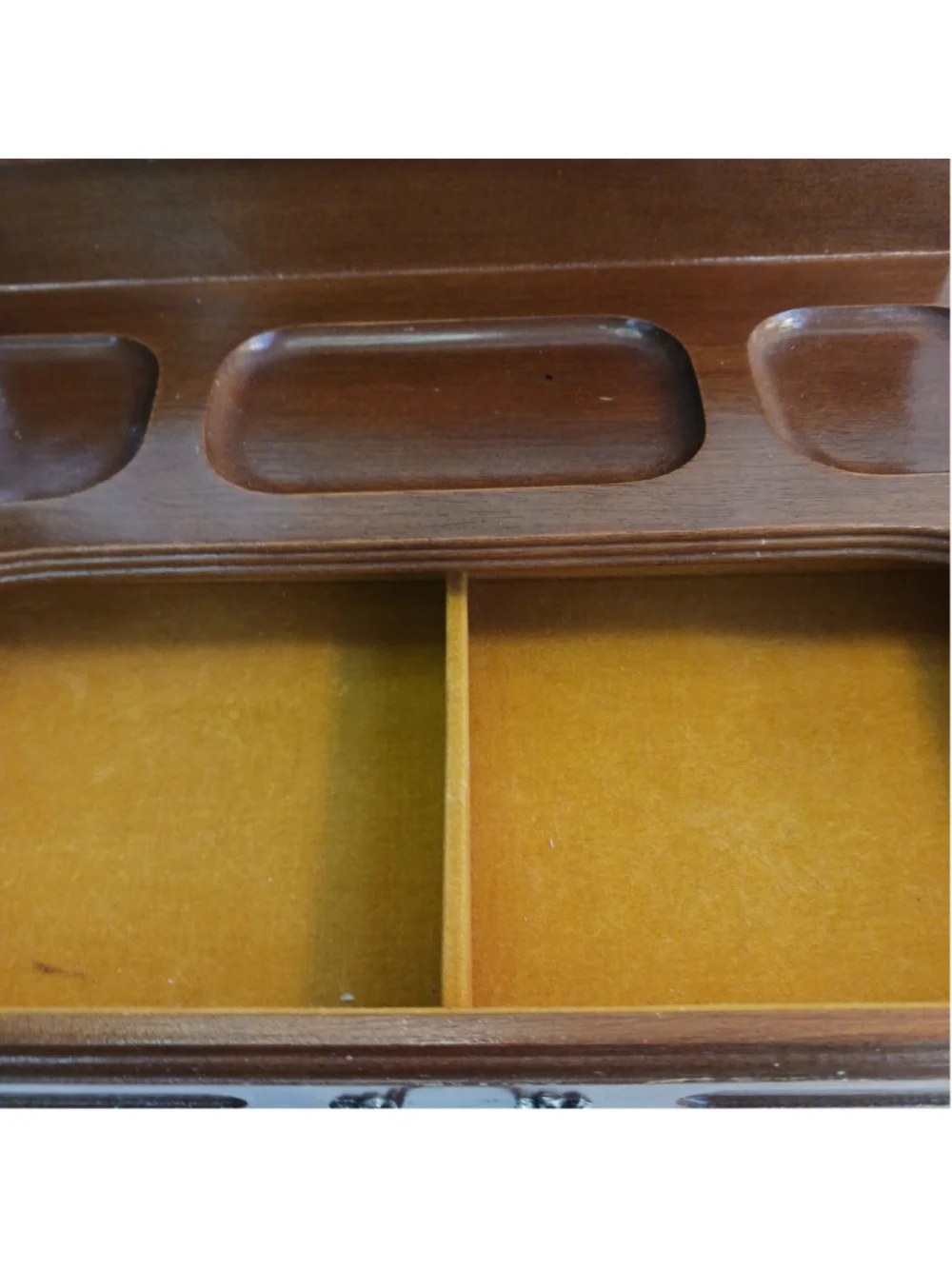 Vintage Wood Leather Men's Valet Jewelry Box Organizer London Leather 12x7x4